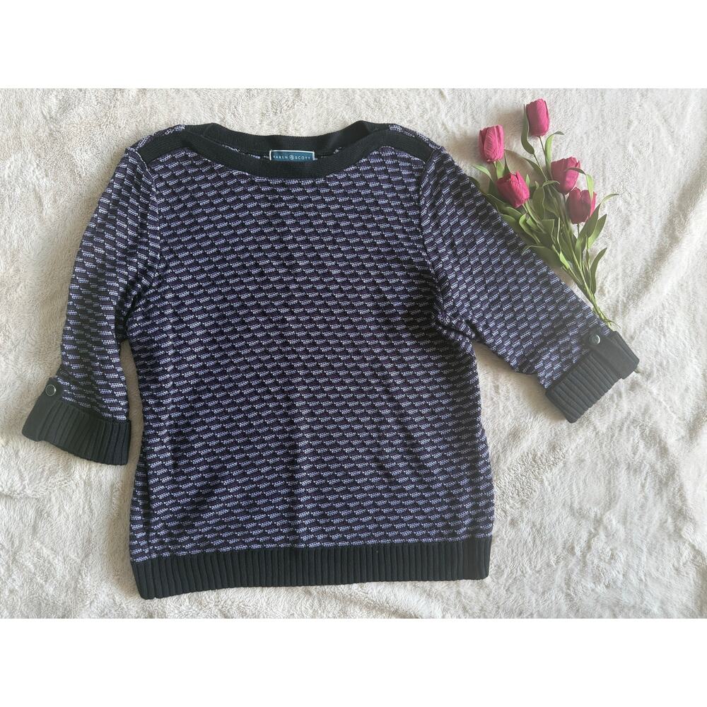 Karen Scott Boatneck 3/4 sleeve sweater Size Large